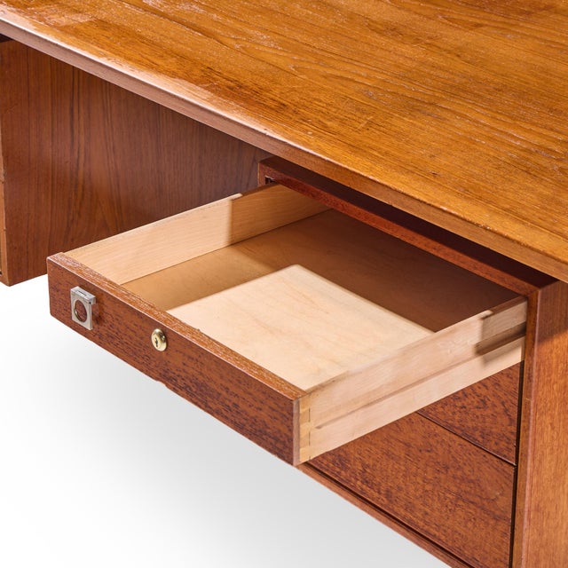 Arne Vodder for Hp Hansen Mid Century Danish Teak Executive Desk For Sale In Chicago - Image 6 of 9