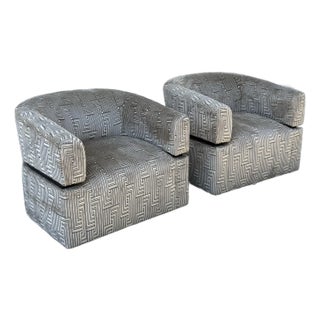 Kravet Furniture Judd Swivel Chairs, Pair For Sale