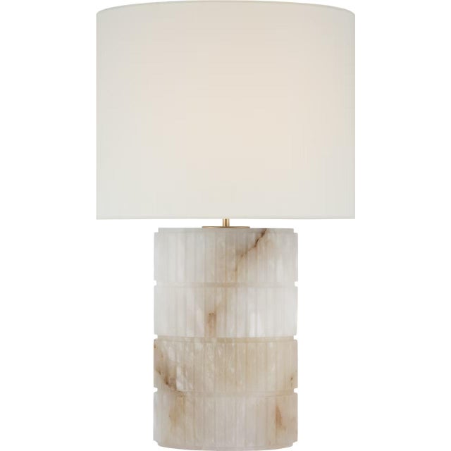 Modern Windsor Smith by Visual Comfort Signature Kapittel Large Table Lamp in Alabaster with Linen Shade For Sale - Image 3 of 3