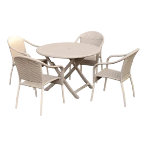 2020s Frontgate Wicker and Aluminum Outdoor Patio Dining Set - 5 Pieces