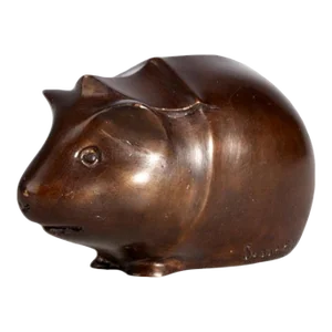 1920s Art Déco Small Guinea Pig Bronze Paperweight/Sculpture by Édouard-Marcel Sandoz Manufactured by Susse Frères, France