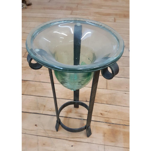 Metal Sarreid Murano Glass Planter on Iron Stand For Sale - Image 7 of 7