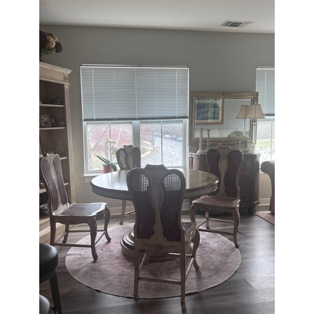 French 1990s Domain French Floral Painted Dining Set For Sale - Image 3 of 10