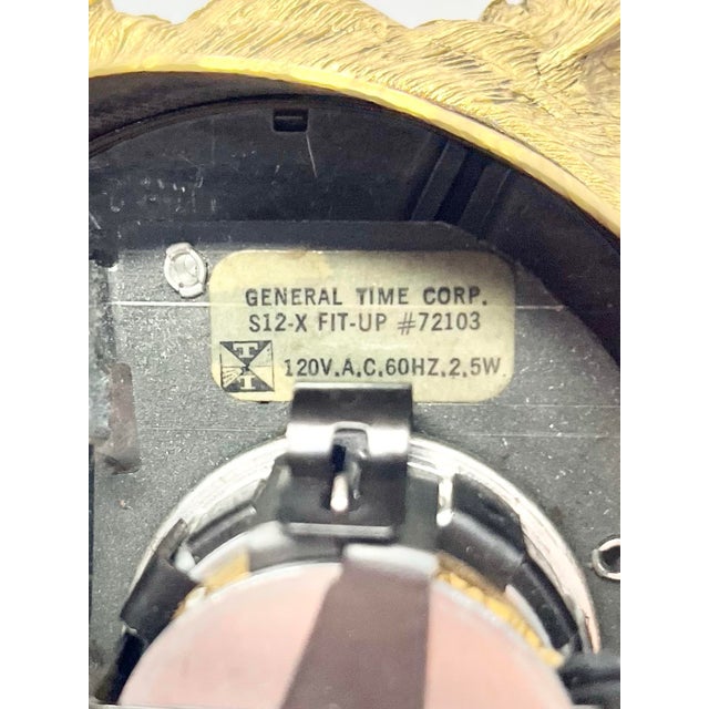 Gold 1960s Matson Ormolu Gold “Dogwood Flower & Bird” Electric Desk Clock For Sale - Image 8 of 12