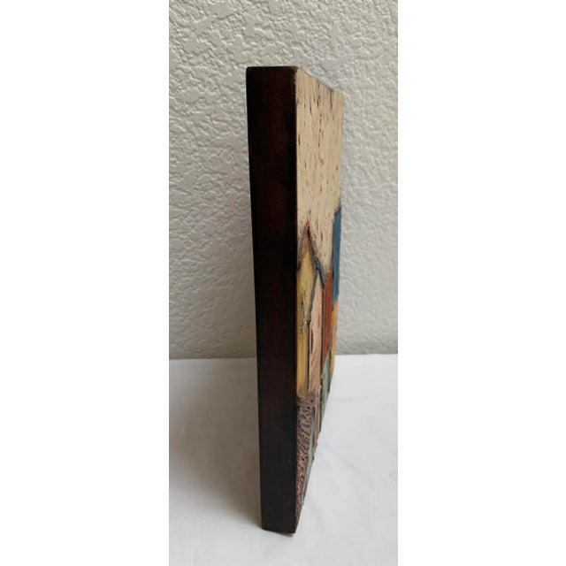 Farmhouse Vintage Rustic Textured Painting on Wood For Sale - Image 3 of 10