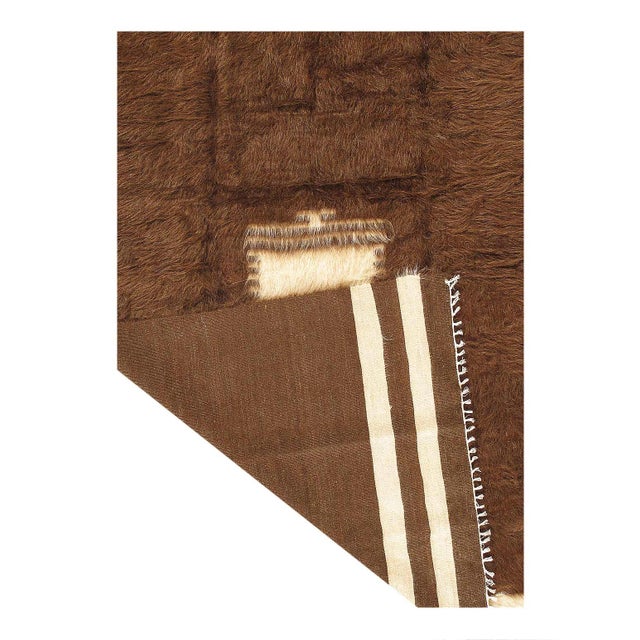 Native American Antique Mohair Wool Navajo Design Rug For Sale - Image 3 of 3