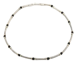 David Yurman Black Onyx Chain Necklace, Sterling Silver & 14k Yellow Gold, 15 In