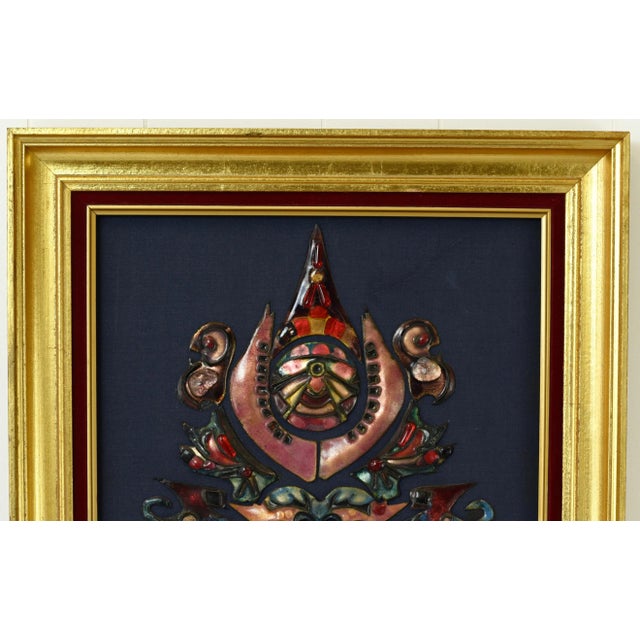 Mid-Century Modern Mid Century Modern Copper Enamel Face Mask Sculpture For Sale - Image 3 of 11