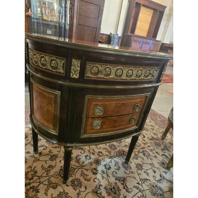 Late 19th Century French Louis XVI Revival Demilune Commode With Bronze Ormolu For Sale - Image 4 of 7