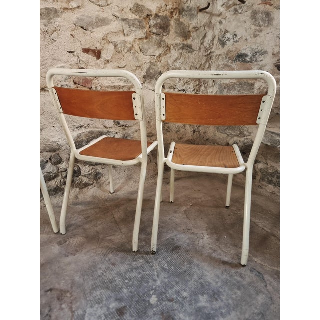 1960s Vintage French Stackable School Chairs in Beech Plywood, 1970s, Set of 9 For Sale - Image 5 of 17