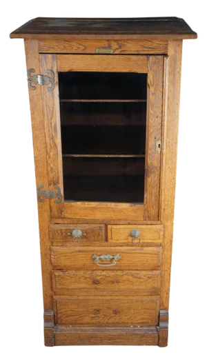 Antique Harvard Company Quartersawn Oak Dental Cabinet Curio Showcase Display