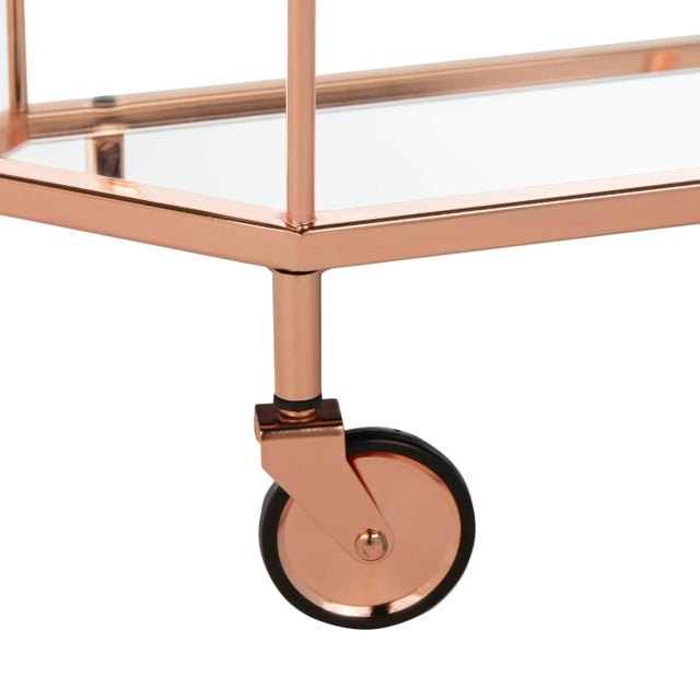 2020s 2 Tier Octagon Bar Cart in Rose Gold & Mirror For Sale - Image 5 of 7