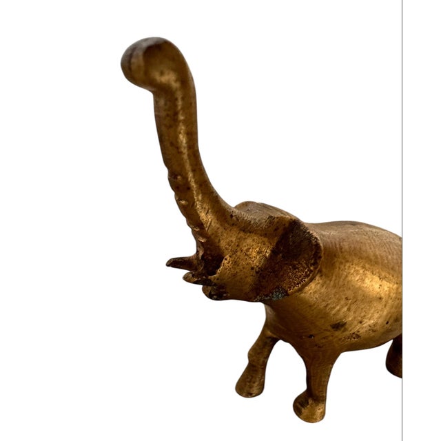 Brass A Quintet of Vintage Brass Elephants: Symbols of Enduring Grace For Sale - Image 8 of 13