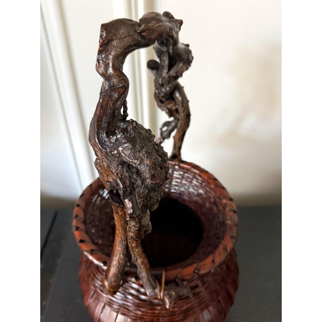 Japanese Bamboo Basket Ikebana Meiji Period For Sale - Image 9 of 12