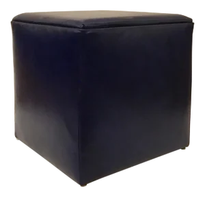 Leather Craft Modern Blue Leather Cube Ottoman