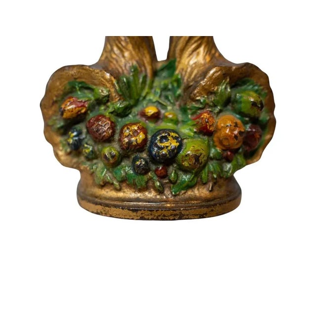 American Early 20th Century Hubley #132 Cornucopias Painted Cast Iron Doorstop For Sale - Image 3 of 8
