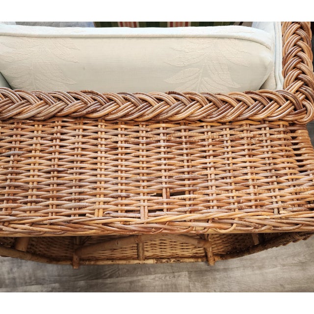 Late 20th Century Michael Taylor Style Wicker Rattan Armchair For Sale - Image 11 of 17