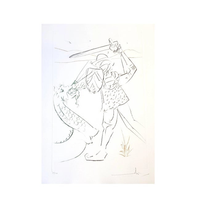 Salvador Dali - The Fall of Lancelot - Original Handsigned Etching 1975 For Sale