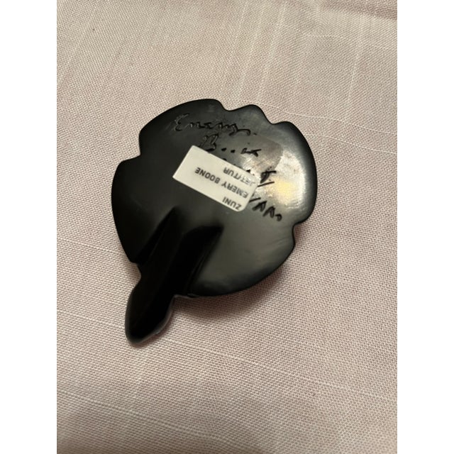 2000s Zuni Fetish by Emery Boone, Jet & Turquoise Turtle Figurine, Signed. For Sale - Image 4 of 6