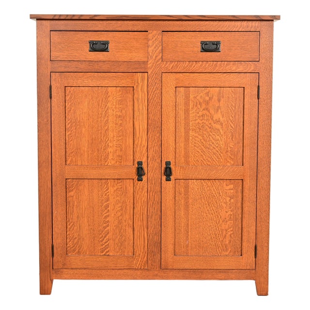 Stickley Style Mission Oak Arts & Crafts Bookcase or Bar Cabinet For Sale