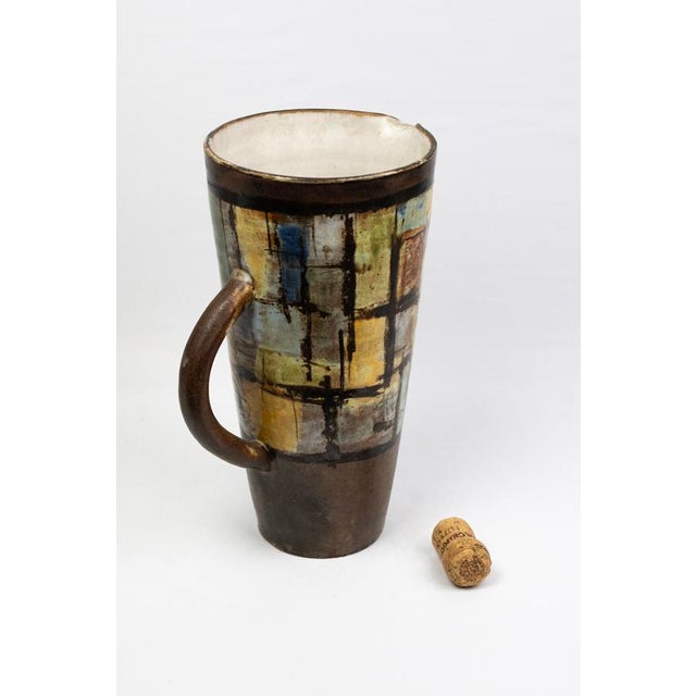1950s Large Stoneware Orangeade Pitcher by Alexandre Kostanda for Vallauris, 1950s For Sale - Image 5 of 13