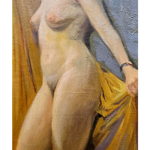 Niels Peter Nielsen- Nude Female With Towel -1930s Oil Painting For Sale In Los Angeles - Image 6 of 8