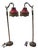 1980s 2 Art Nouveau Style Floor Lamps With Tiffany Lamp Shades With Crystal Tassels For Sale