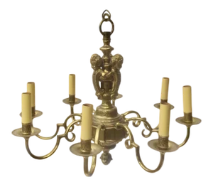 Antique English Brass Figural Chandelier