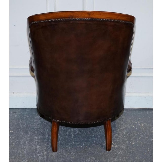 Set of Victorian Chesterfield Armchair and Ottoman in Dyed Leather For Sale - Image 11 of 18