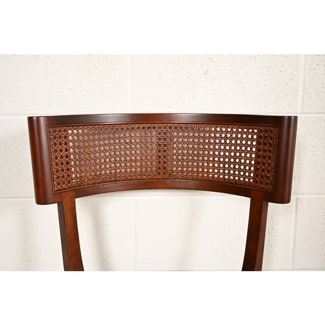 Wood Michael Taylor for Baker Furniture Klismos Cherry Wood and Cane Side Chairs or Dining Chairs, Newly Refinished For Sale - Image 7 of 15