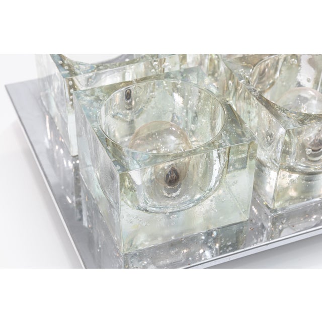 1970s Flush Chrome Murano Glass Light Fixture by Gaetano Sciolari for Lightolier For Sale In Detroit - Image 6 of 6