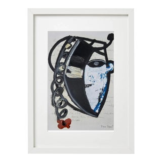 One-of-a-Kind Abstract Figurative Original Oil Painting 'African Mask' in the Style of Pablo Picasso For Sale