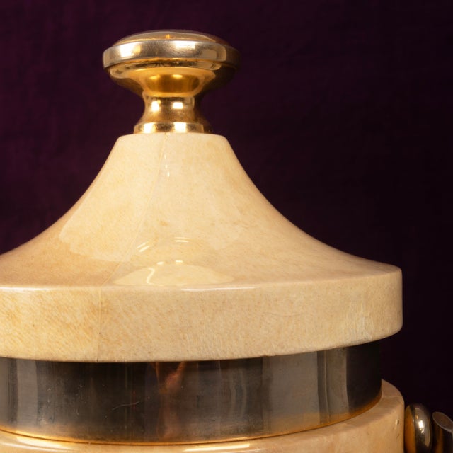 Mod. 1225D Goatskin Parchment Ice Bucket by Aldo Tura, 1970 For Sale - Image 13 of 18
