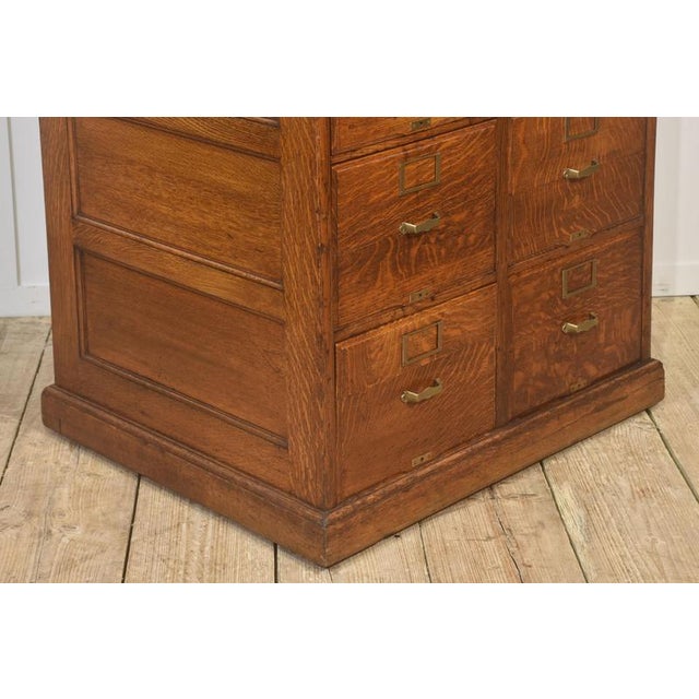 Metal Antique Oak Double Filing Cabinet, 1890s For Sale - Image 7 of 14