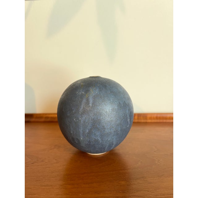 Mid-Century Modern Glazed Ceramic Pottery Orb Bud Vase For Sale - Image 3 of 8