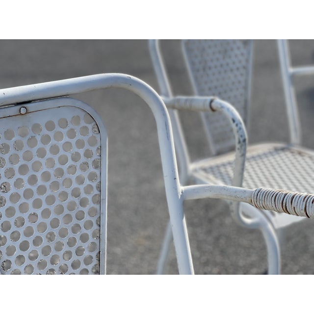 Industrial Metal Bistro Armchairs by Rene Malaval, France, 1950, Set of 3 For Sale - Image 6 of 11