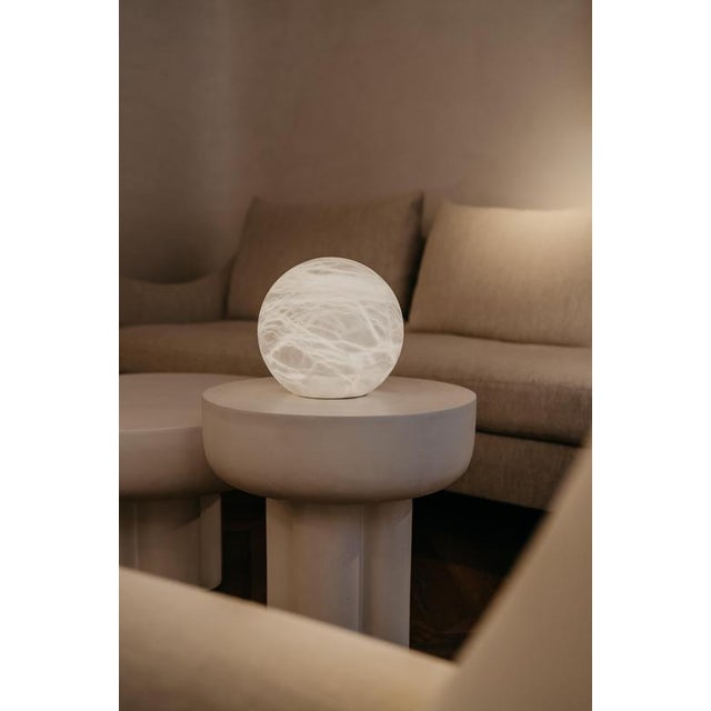 Large Wireless Moon Table Lamp by United Alabaster For Sale - Image 16 of 18