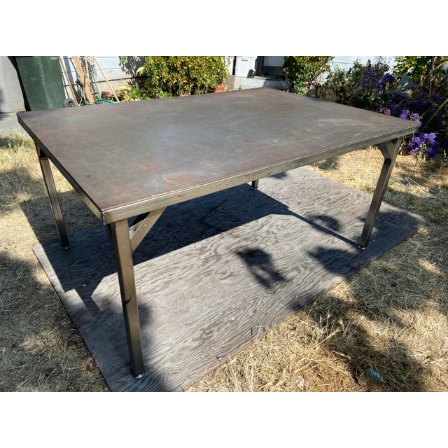 Metal Modern Contemporary Steel Kitchen Table For Sale - Image 7 of 12
