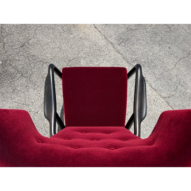 1940s Wingback Armchair Attributed to Eva & Nils Koppel for Slagelse Møbelværk, Denmark, Mohair For Sale - Image 15 of 18
