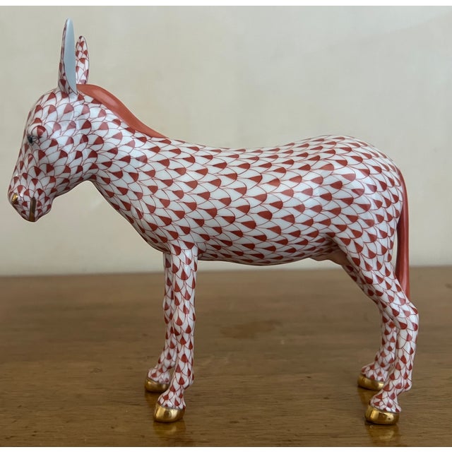 Victorian Herend Hungarian Hand Painted Donkey With Gold Hooves, C. 1990's For Sale - Image 3 of 9