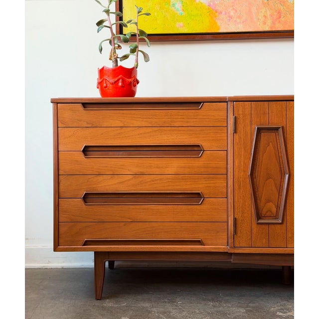 Wood Vintage 1960s Thomasville Omega Walnut Dresser For Sale - Image 7 of 10
