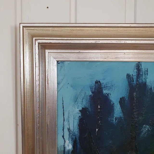 1960s Mid Century Swedish Modernist Landscape Oil Painting by Nils Ingvar Walterström For Sale - Image 12 of 16