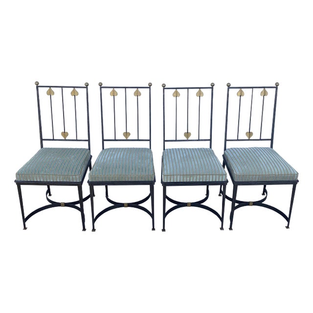 Mid 20th Century Set of 4 Iron Chairs For Sale