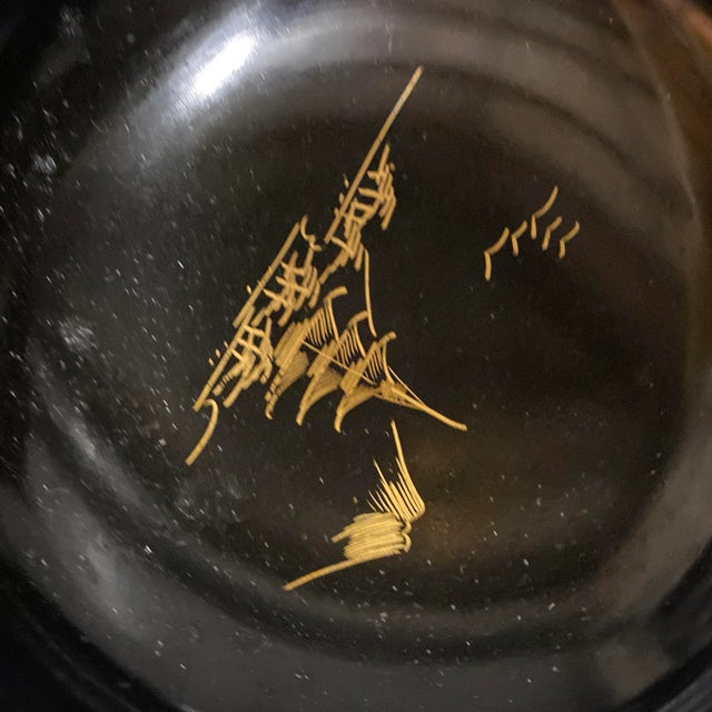 Asian 1970s Asian Black Lacquer Serving Set - Set of of 7 For Sale - Image 3 of 4