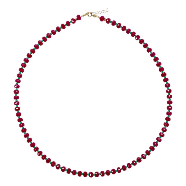 Jumbo Ruby Necklace 14K Gold For Sale