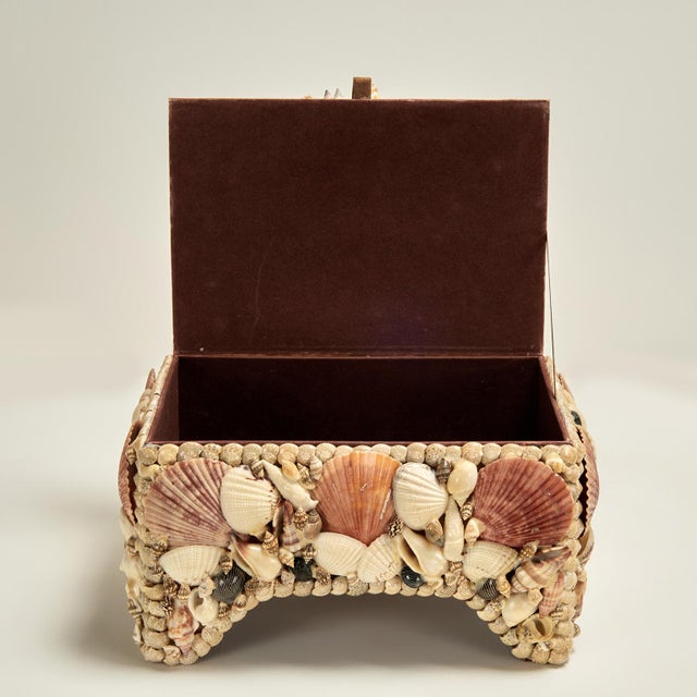 Apricot Vintage Seashell Encrusted Box For Sale - Image 8 of 14
