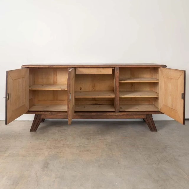 Brown 1940s French Brutalist Oak Sideboard For Sale - Image 8 of 15