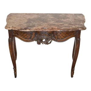 French 1720s Régence Period Walnut Console Table with Original Marble Top