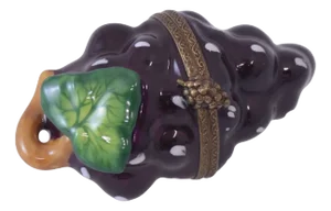 Limoges Purple Grape Cluster Trinket Box