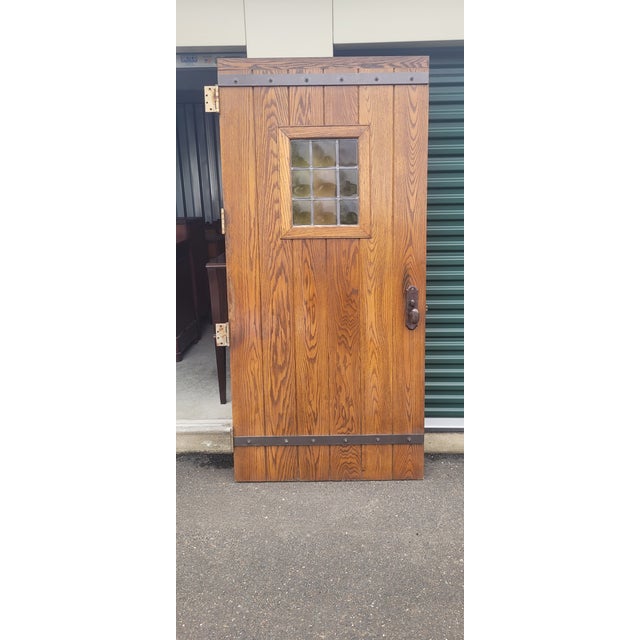 Large Vintage Gothic Arts & Crafts Style Oak Door For Sale - Image 17 of 17